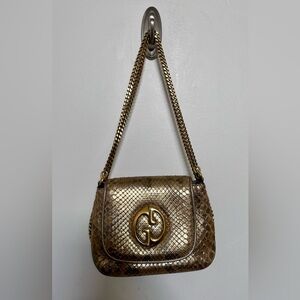 Gucci Metallic Gold Python Shoulder Bag